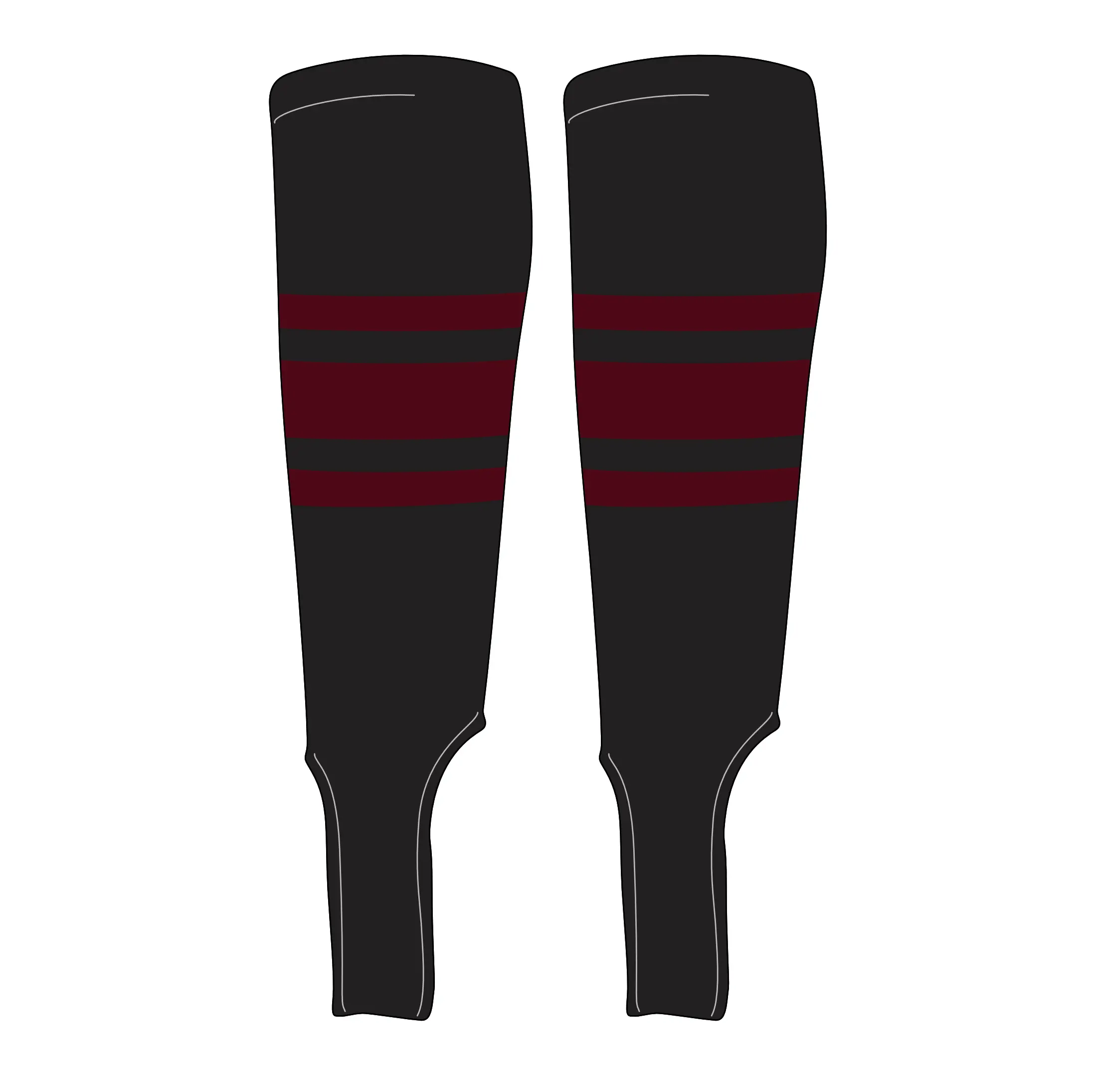 MK Socks Traditional Baseball Stirrups Pattern B-5 Black, Maroon