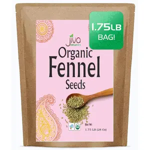 Fennel Seeds 1.75 LB LARGE Bulk Bag Gluten Free, Non GMO, For Fennel Tea and Cooking Non Irradiated by Jiva Organics