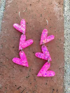 Handmade Resin Heart Dangle Earrings