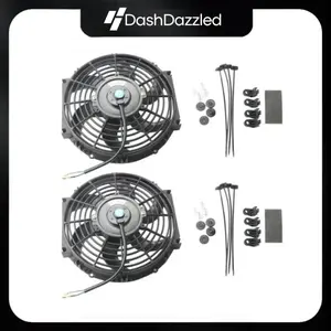 Dash Dazzled 2X 10 Inch Universal Slim Fan Push Pull Electric Radiator Cooling Fan 12V with Mount Kit for Car Engine Cooling