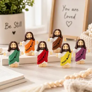 Mini Jesus Figurine Religious Toys For Kids Cute Jesus Loves You Miniature Dolls Sunday School Rewards Vacation Bible School Christian Gifts Easter Basket Stuffers Colorful Decorations