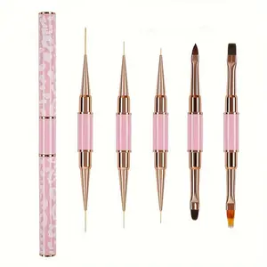 Leopard Print Dual-ended Nail Art Brush Set, Nail Art Brush, Professional Nail Tools for Hand and Foot Care, Essential Nail Brushes, Nail Art Design, Manicure Brush