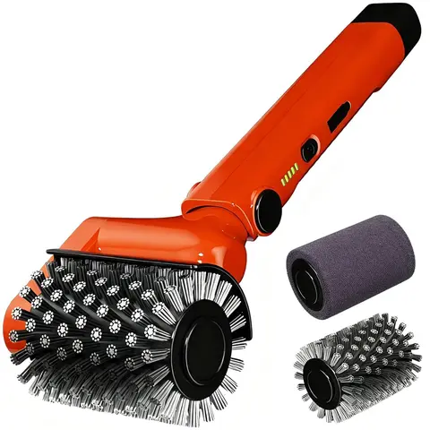 LFMUFNO Heavy-Duty BBQ Grill Brush Kit - Safe Flat-Bristled Combination Brush & Scraper, Barbecue Utensils, Charcoal Grate Cleaner, Kitchen Accessories, Gifts for Grill Dads (Red)