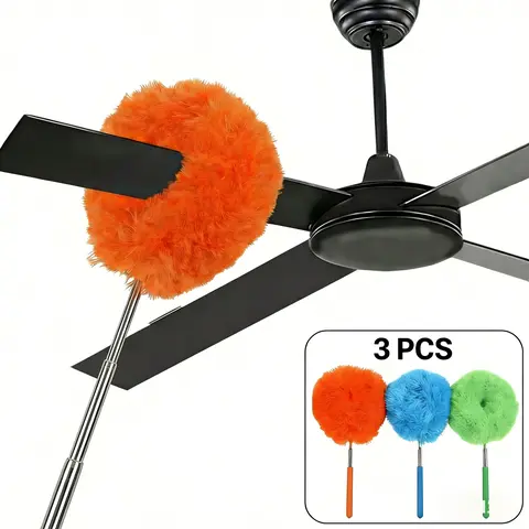 3 PCS Washable Microfiber Duster Set - Dustremoval Tool, Dusters for Cleaning, Reusable, Adjustable Flexible, Detachable for Hanging, Dual-Sided Slanted Design, Telescoping Heads for High Areas, Dusting Brush for Car Interiors, Fans