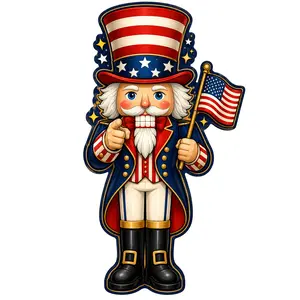 Uncle Sam Nutcracker, PS-W-0072, 14in Sign For Wreath, Wood Wreath Sign