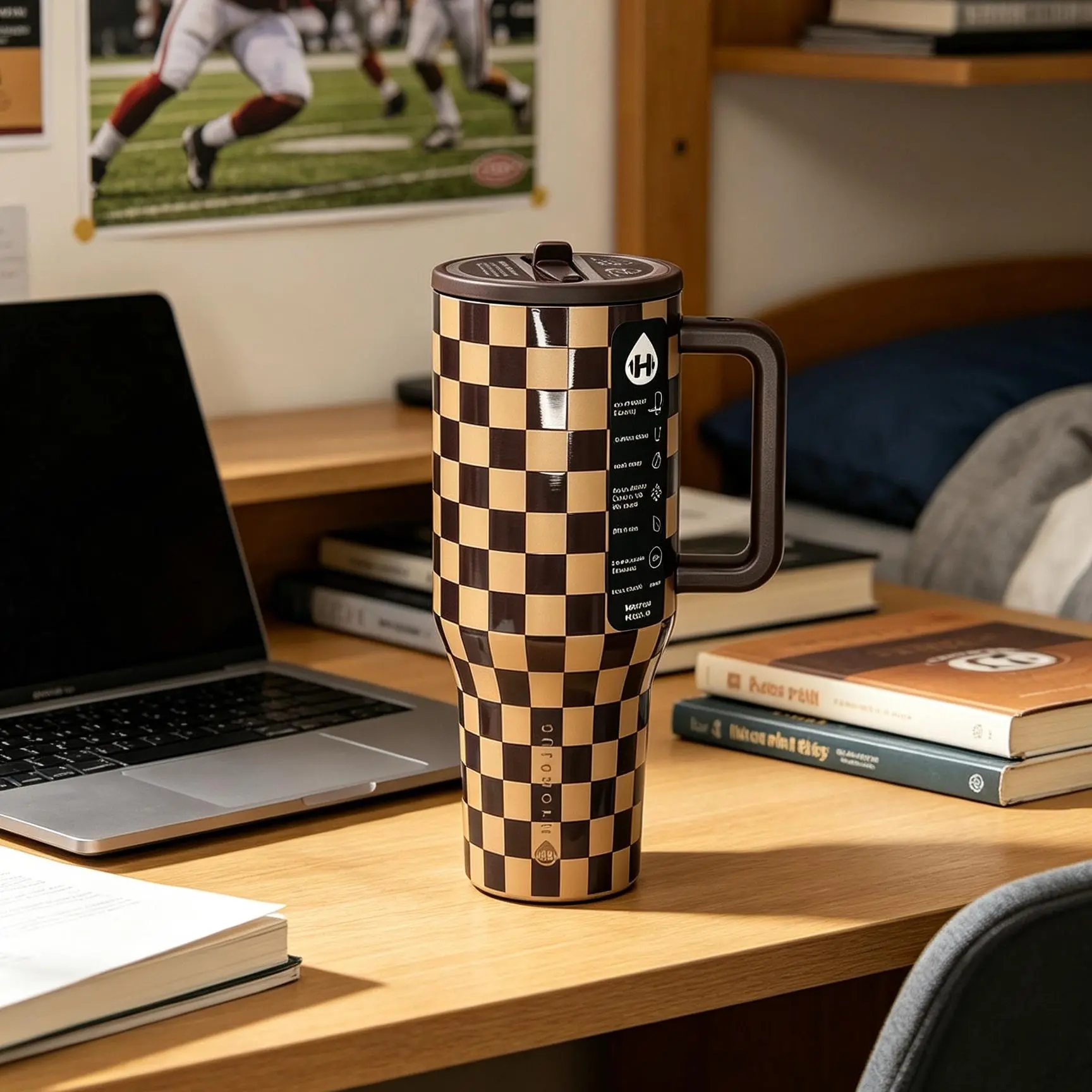 HydroJug 40oz Blueberry Print Stainless Steel Insulated Tumbler With Handle And Leak-Proof Lid, BPA-Free Portable Travel Water Bottle, 24 Hours Cold Retention, Keeps Drinks Cold For 24 Hours, Ideal For Fitness, Sports And Outdoor Activities
