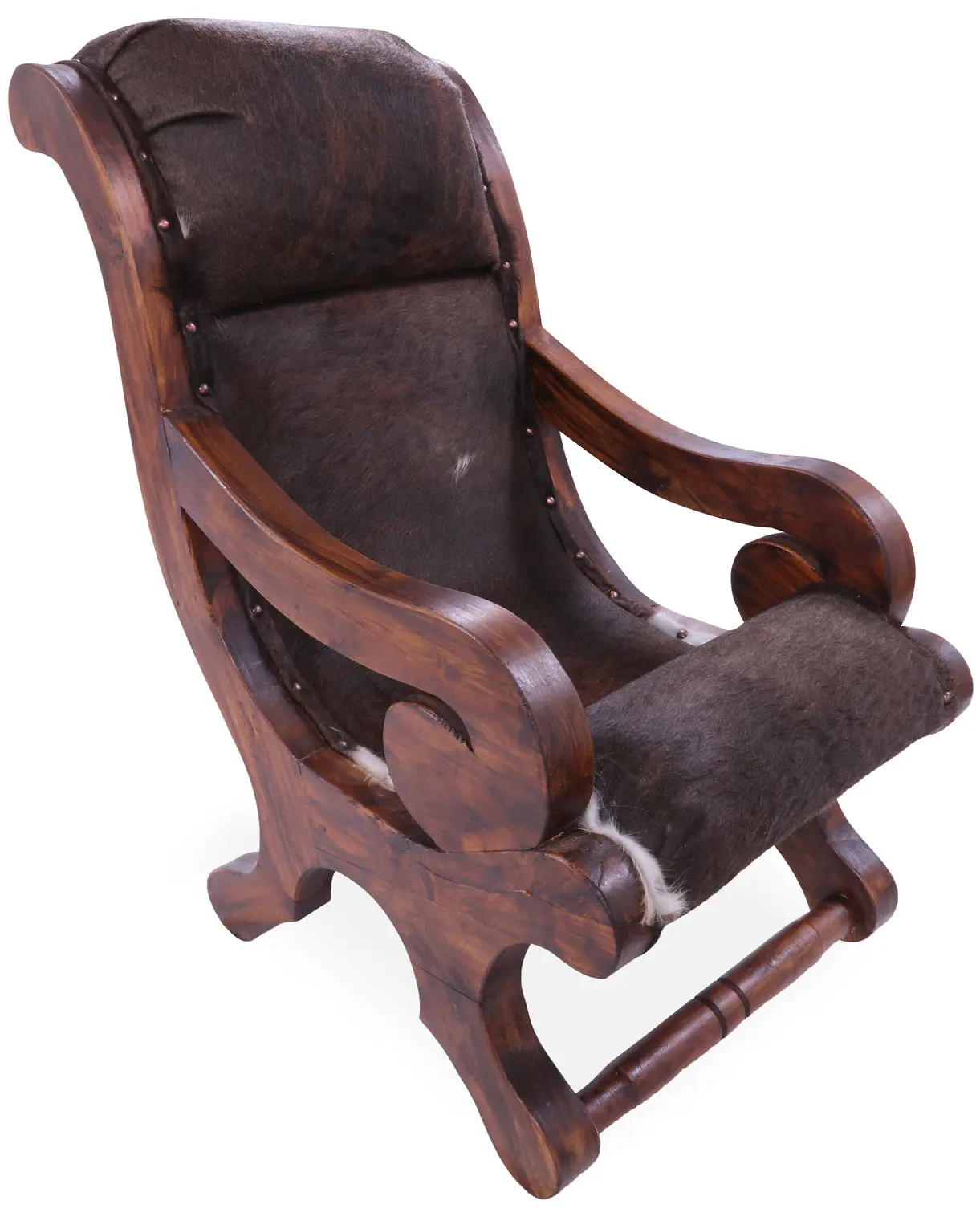 Reclaimed Wood Hair-On Cowhide Handcrafted Chair - C213-FC
