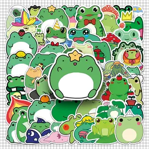 Cute Frog Pattern Sticker, 100pcs/set Repeatable Self Adhesive Decorative Sticker, DIY Decals for Water Bottle, Laptop, Phone Case, Ornaments