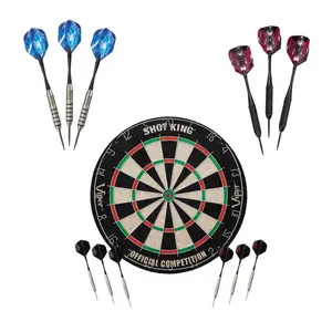 Viper 42-9022 Shot King Sisal Dartboard & Silver Thunder 25g Steel Tip Darts, Red