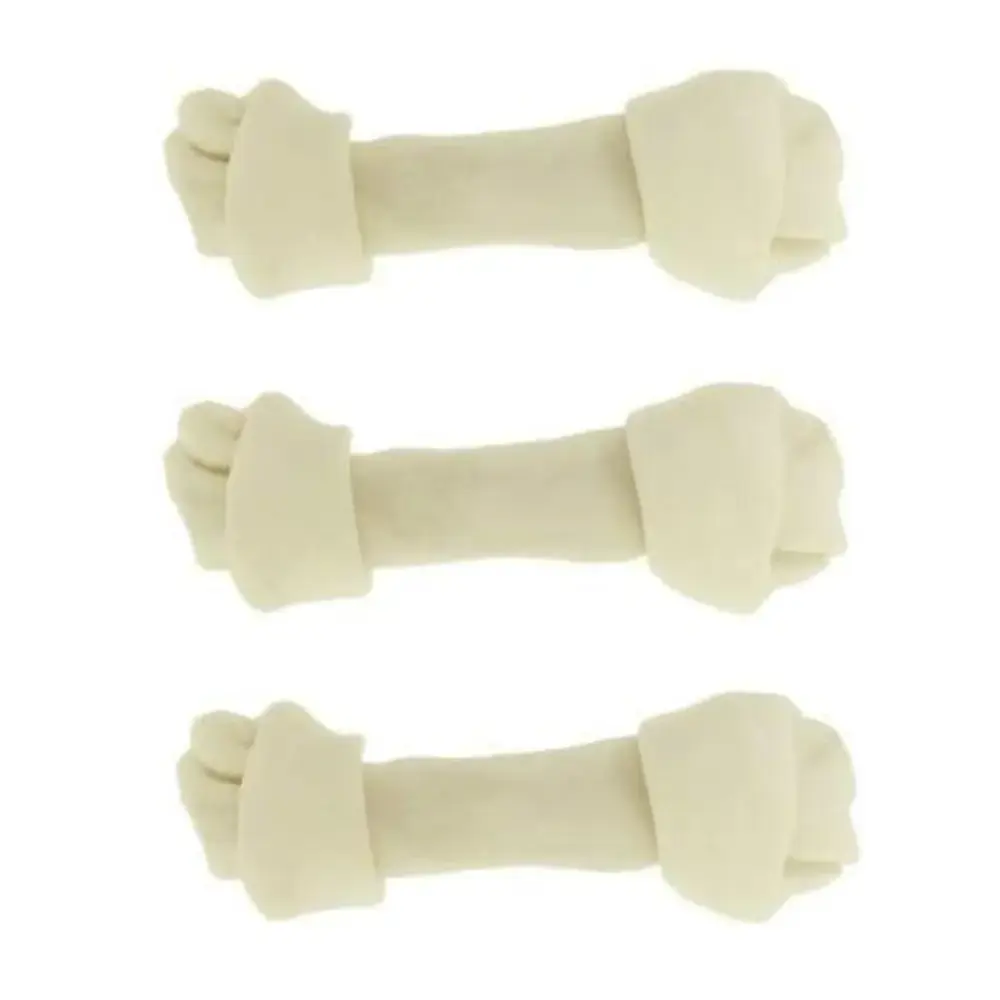 Large Natural Beefhide Knot Bones Dog Treats - 3-Pack Heavy-Duty Long-Lasting Dog Chew