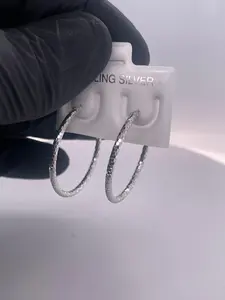 925 Sterling Diamond Cut Hoop Earrings!