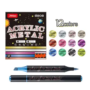 12/24 Color Dual-Ended Acrylic Metal Marker Pens, Large Capacity, Durable, Versatile for Art, Shoes, Glass, Metal, Paper, Card, Stone