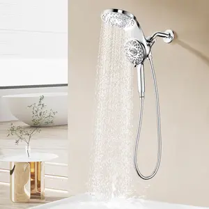 Luxury Magnetic Dual Shower Head Combo, 14-Mode High Pressure Rain & Handheld Spray, Waterfall Setting, 71'' Stainless Steel Hose for Pets, Easy Install