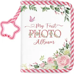 My First Family Album Soft Photo Cloth Book Watercolor Flower My First Book of Photos Memory Album Holds 4x6 Pictures for Shower