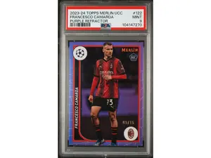 2023 Topps Merlin UEFA Club Competitions Purple Refractor Francesco Camarda #122 /15 PSA 9