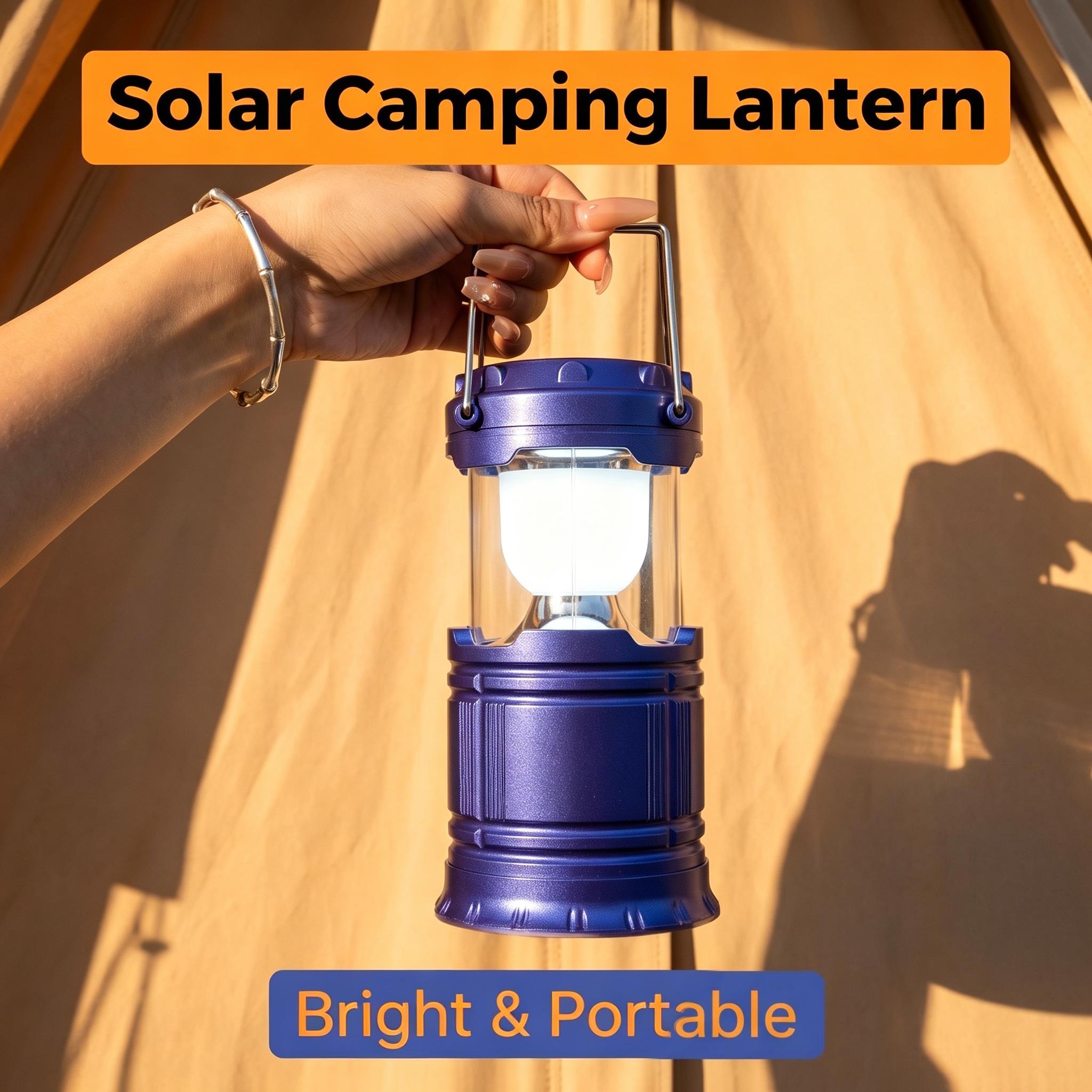 4-Piece Collapsible Portable LED Rechargeable Lanterns - Lightweight Waterproof Mini Solar Recharge Wireless Flashlight, Solar & USB Charging for Indoor/Outdoor Emergency Use, Mini Solar Lanterns sohochic