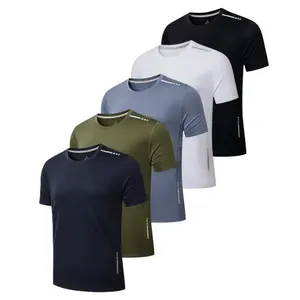 5 Pcs Men's SummerVibes Sports Shirt Set - Dry & Comfortable Short Sleeved Mesh T-Shirt, Quick-Dry, Breathable, Lightweight for All Seasons Athletic Workout Clothing Gym Workout Tee compression shirts men workout tops
