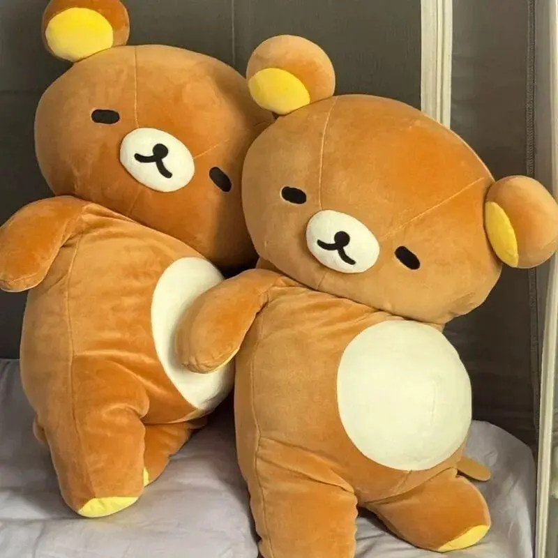 Large Cute Rilakkuma Stuffed Animal Plush Pillow with Floating Fur, Soft Home Decor for Sofa Bed, 1-2cm Error Note, Girl’s Birthday Gift