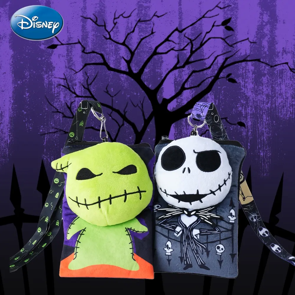 1PC Disney Officially Licensed Jack Oogie Boogie Deluxe Plush Lanyard ID Badge Holder for Key Chains, Badge Reel, Card, Key Accessories Disney Loungefly Cartoon Character Theme Gifts for Birthday Halloween and Christmas Day for Family and Friends