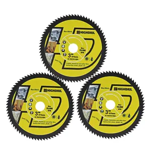 HSS Circular Saw Blade - 3PCS 3inch/75mm 72T 10mm Bore Cutting Discs for Wood, Copper, Aluminum, Plastic and Soft Metal
