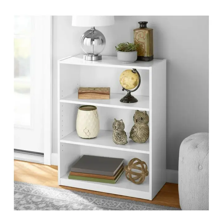 Adjustable 3-Shelf Bookcase in White - Perfect for Home Storage