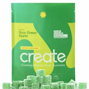 Create Creatine Monohydrate Gummies – Sour Green Apple Flavor, 1.5g Creatine Per Gummy, 90 Gummies, Easy Chew, No Powder, Vegan, Non-GMO, Gluten-Free