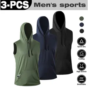 2026 Summer New Hooded Vest for Sports and Fitness, Breathable, Stylish, Quick-Drying, Mesh Fabric, Moisture-Wicking, Sleeveless Hooded T-Shirt