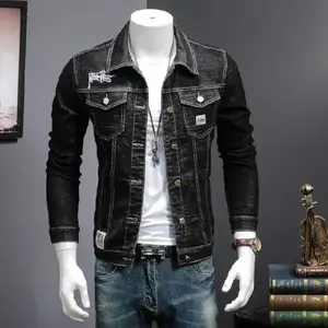 Spring autumn 2020 Fashion Casual teenagers denim jacket male Korean embroidery slim men's jacket clothes stretch denim Coat Tops Sleeve Menswear Outerwear