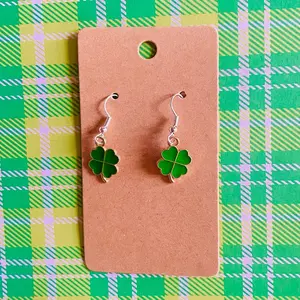 St Patrick’s day four leave clover hook earrings