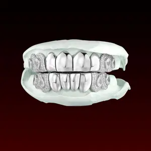 GBT Polished & Pear Cut Custom Moissanite Grillz - Luxurious and Eye-Catching Design