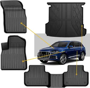 Original 2017-2025 Q7/SQ7 Floor Mats & Cargo Liner for Audi Q7 All Model - Custom Fit All Weather TPE Floor Liners for Q7/SQ7 1st & 2nd Row & Trunk Mat Full Set Car Mats, Black