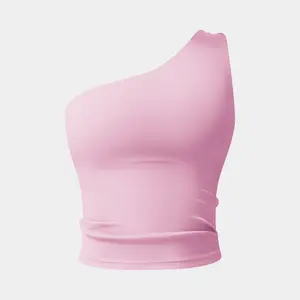 Women's Fitness Tank Top with Built-in Bra PadsUnderwear,Slanted One Shoulder Fitness Top,Yoga GymWorkout Tank Top,Yoga Outdoor Running Daily Wear TankTop Lightweight Activewear Athleisure Breathable Clothes compression tank top SpringStatements