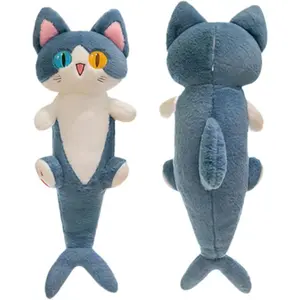 Cute Plush Shark cat Toy, Cartoon Soft Stuffed Pillow Long Throw Sleeping Pillow,Shark Gifts for Kids (50cm/19.6in)