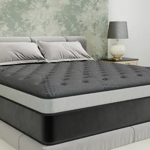 MULINATURE 12" 14" Hybrid Spring Memory Foam Mattress  Twin Full Queen King Size Bed In A Box Medium Firm Comfort Body Support​ Fiberglass-free Black Gray Mattresses