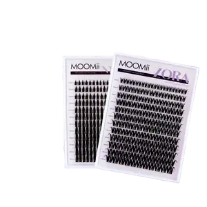 MOOMii D Curl Mixed Length Cluster False Eyelashes, 8-18mm Cosmetic Soft Fluffy DIY Lashes, Lightweight Soft Band, Waterproof Long-Lasting, Beginner-Friendly for Daily Clean Girl & Glam Makeup Looks, Cluster Lashes