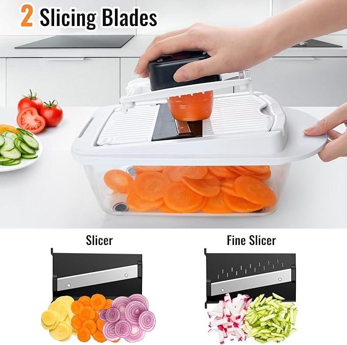 8-Blade Vegetable Chopper Cut Slice Dice Fast Prep Easy Kitchen Use
