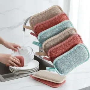 Double Sided Cleaning Sponges 2-Pack, Power Stain & Rust Remover Magic Eraser, Non-Scratch Scour Pads for Kitchen Cookware Coating, Anti-Mold Reusable Dish Sponge