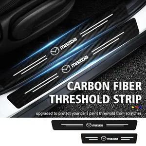 4Pcs Car Door Sill Protector Stickers Carbon Fiber for Mazda CX5 CX30 Mazda3 Mazda6 CX3 Auto Accessories
