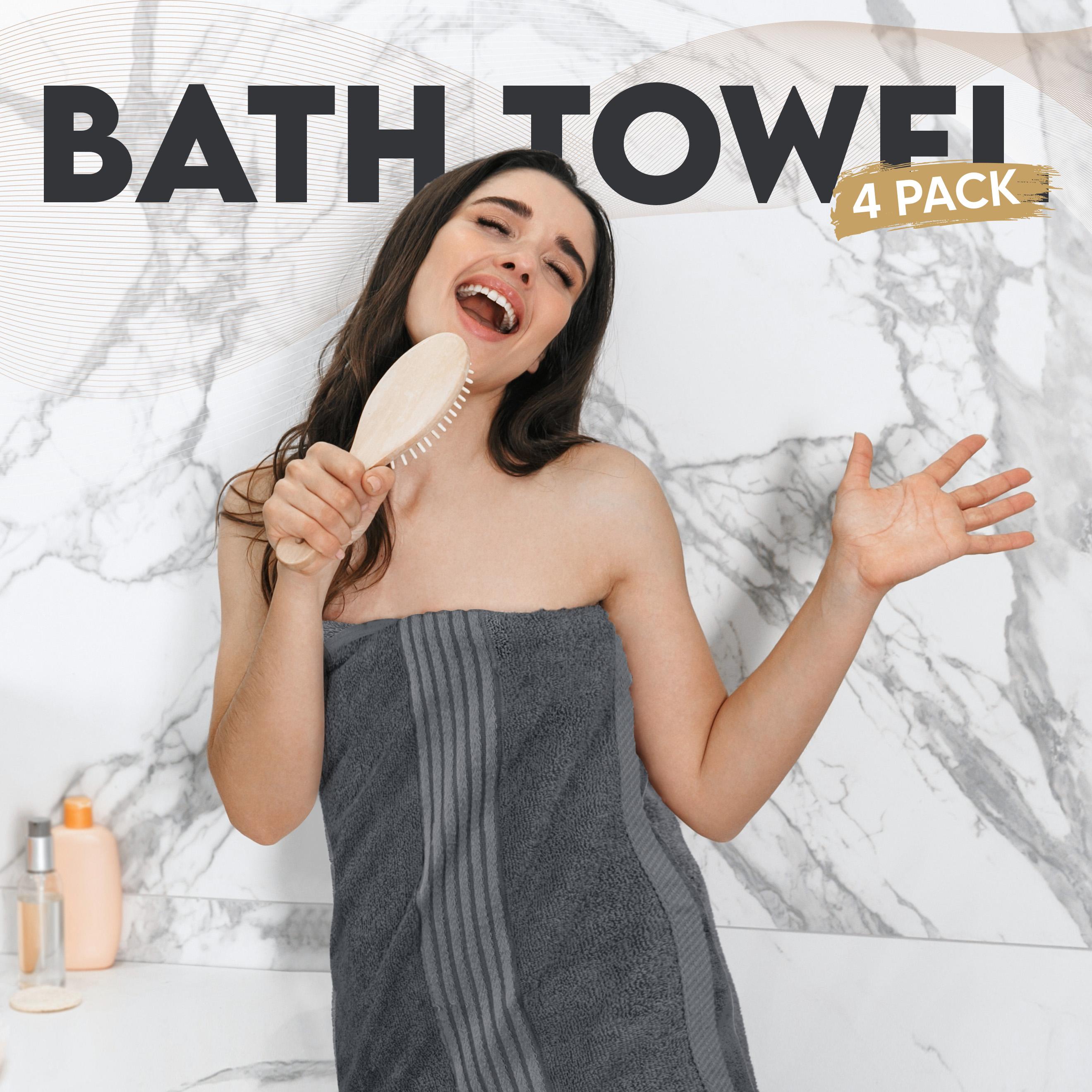 Utopia Towels 4 Pack Bath Towels, 27x54 Inches, 100% Ring Spun Cotton, Quick Dry & Soft, Highly Absorbent, Durable, Perfect for Daily Use Set Light sheet Premium Washcloth