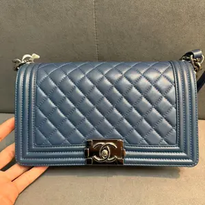 Pre-owned CHANEL leboy blue 23668226 blue silver hardware