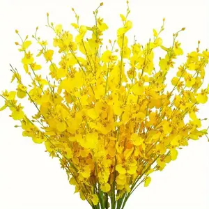 12pcs Artificial Orchid Bouquet, Bright Plastic Flowers, No Maintenance Indoor Outdoor Wedding Home Office Hotel Decor, Plastic Flower Bulk