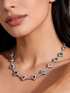 Boho Style Copper Necklace with Zircon Heart-Shaped Gemstone, Ideal Gift for Women, Festival & Daily Wear Jewelry Accessory