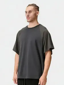 ASRV Men's Summer Short Sleeve T-Shirt, American Style Youth Loose Crew Neck Raglan Sleeve Waffle Knit Tee