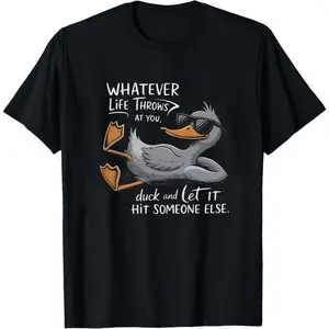 Duck Printed T-shirt, Casual Short-sleeved T-shirt, Patterned Printed Round-neck T-shirt, Breathable Fabric, Suitable for Spring, Summer and Autumn