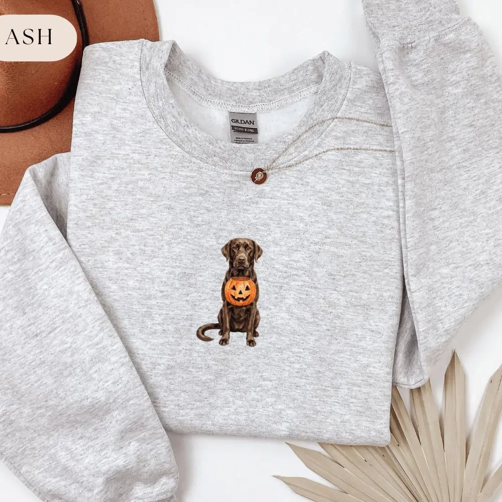 Chocolate Lab Halloween Sweatshirt, Labrador Gift for Dog Mom, Cute Dog Lover Crewneck, Lab Owner Halloween Shirt, Funny Dog Fall Top Sophie