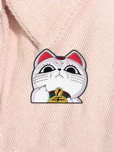 Turbo Granny Cat Spying Cat Enamel Pins Cartoon Anime Characters White Cat Middle Finger Alloy Brooch Lapel Backpack Badge Fashion Jewelry Accessories Gift for Friends Fashion Accessory