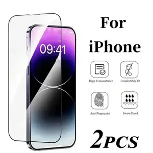 Shatterproof Screen Protector PACK OF 2PCS Tempered Glass Screen Protector for iPhone 11/12/13/14/15/16/Plus/Pro/Pro Max/XR/Xs Max Series Scratch-Resistant, Shatterproof, Fingerprint Resistant, Sweatproof, High Transparency Comfortable Fit