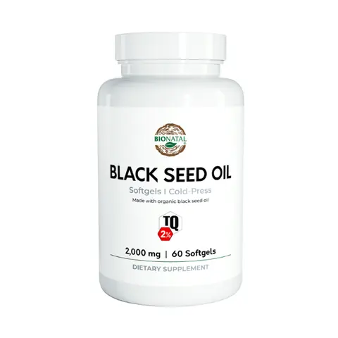 BioNatal Black Seed Oil Softgels 2000mg 60ct | Organic Nigella Sativa Capsules, 2% Thymoquinone (TQ) Standardized, Cold-Pressed | Omega 3-6-9 Supplement for Immune Support, Skin, Hair & Joint Health | Easy-to-Swallow Softgels
