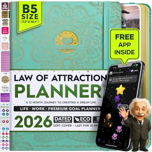 Law of Attraction Planner 2026 - B5 Size Weekly & Monthly Life Organizer with Vision Board Gift Box & Panduo App Inside, 295 Stickers for Goal Setting