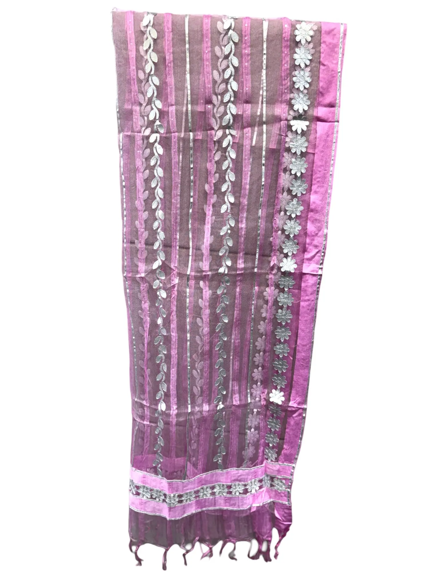 Beautiful Synthetic Blended Dupatta With Silver Gota Work Indian Partywear Dupatta For Women Traditional Indian Style Ethnic Clothing